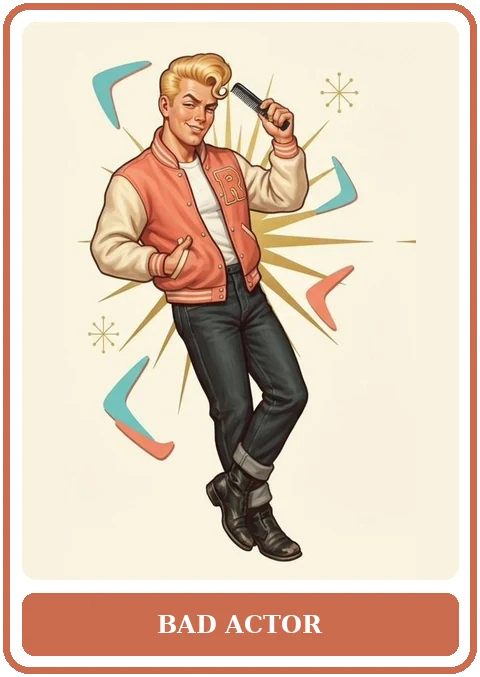 Rudy, the bad-faith actor mascot of AIDA Job Search — Bad Actor trading card