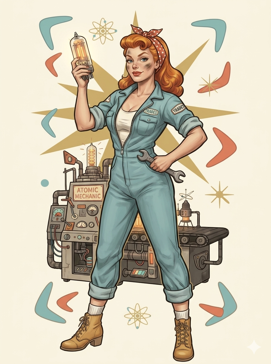Jennie, the Job-o-Matic mechanic, full trading-card portrait